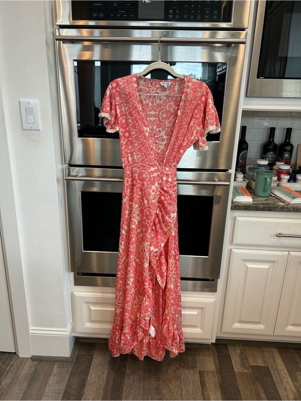 Anisa Wrap dress Maxi robe duster Coverup cold silk size S/M GUC